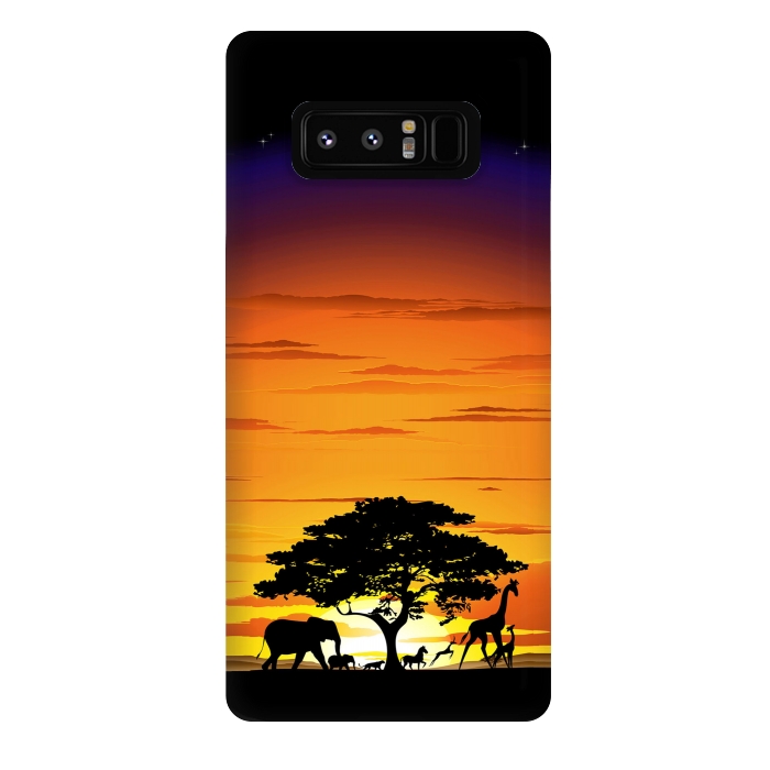 Galaxy Note 8 StrongFit Wild Animals on African Savanna Sunset  by BluedarkArt