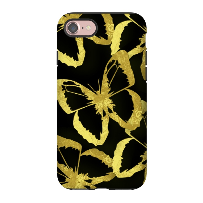 iPhone 7 StrongFit Black and Gold Butterflies by Alemi