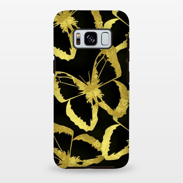 Galaxy S8 plus StrongFit Black and Gold Butterflies by Alemi