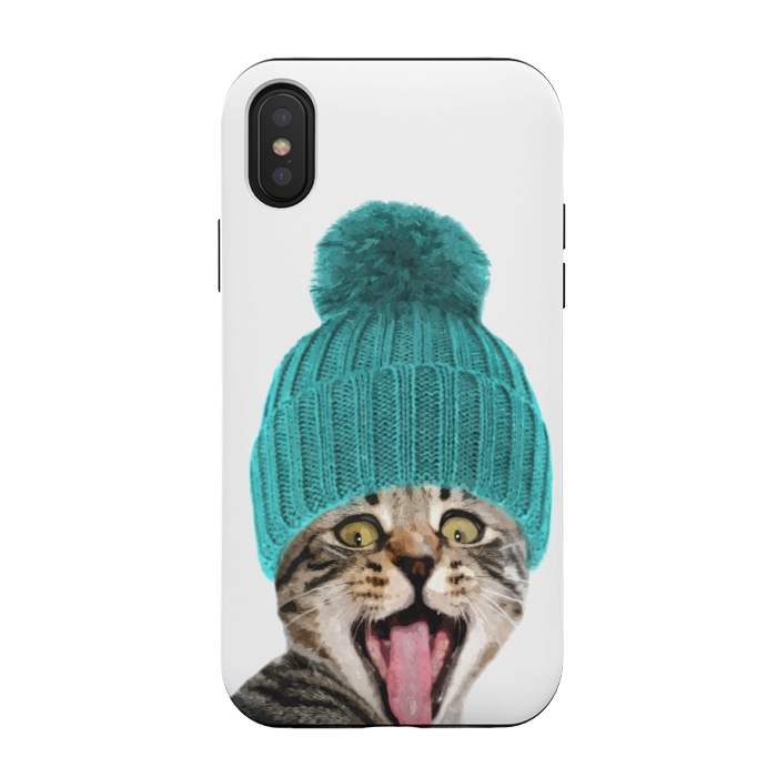 iPhone Xs / X StrongFit Cat with Hat Portrait by Alemi