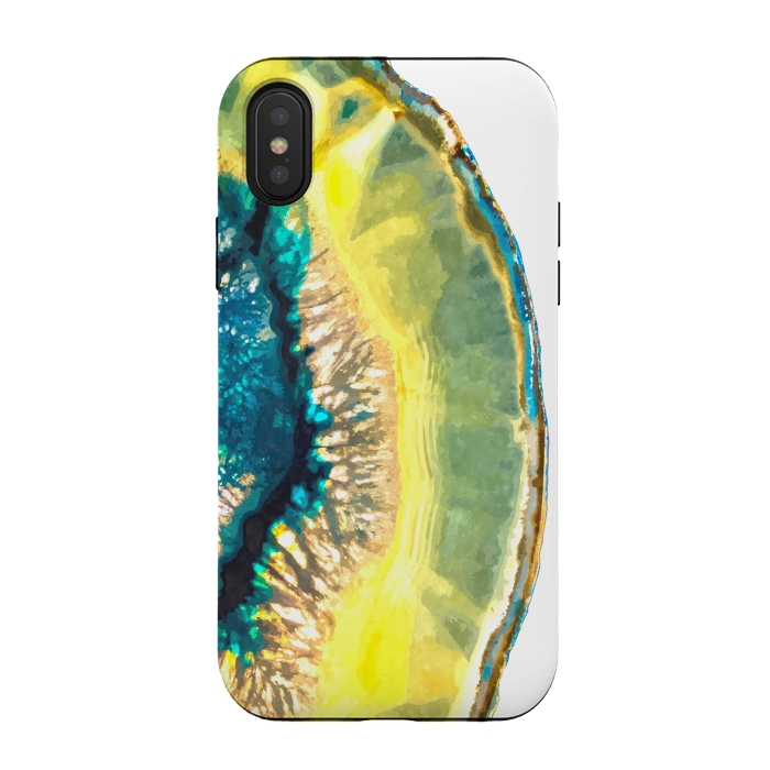 iPhone Xs / X StrongFit Blue and Yellow Agate by Alemi