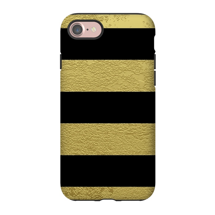 iPhone 7 StrongFit Black and Gold Stripes by Alemi