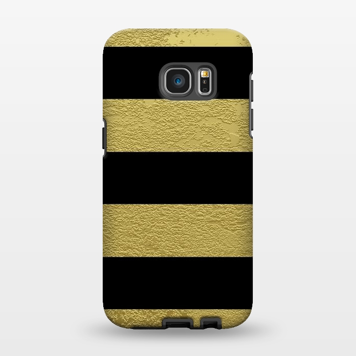 Galaxy S7 EDGE StrongFit Black and Gold Stripes by Alemi