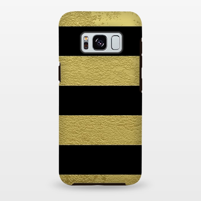 Galaxy S8 plus StrongFit Black and Gold Stripes by Alemi
