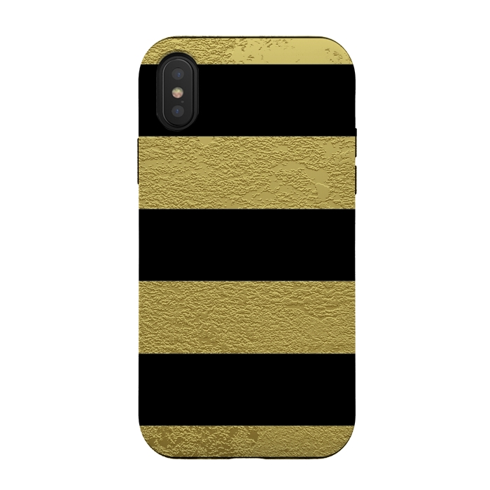 iPhone Xs / X StrongFit Black and Gold Stripes by Alemi