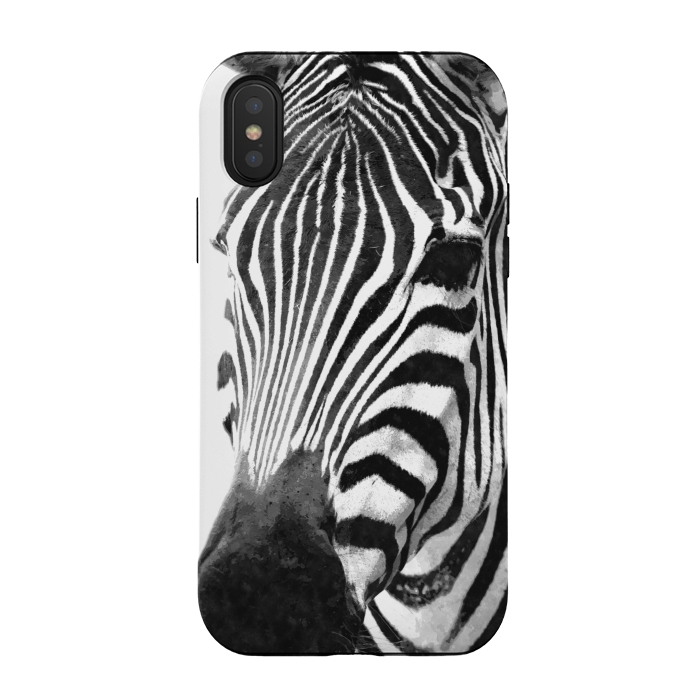 iPhone Xs / X StrongFit Black and White Zebra by Alemi
