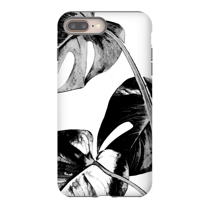 iPhone 7 plus StrongFit Black Monstera Leaves by Alemi