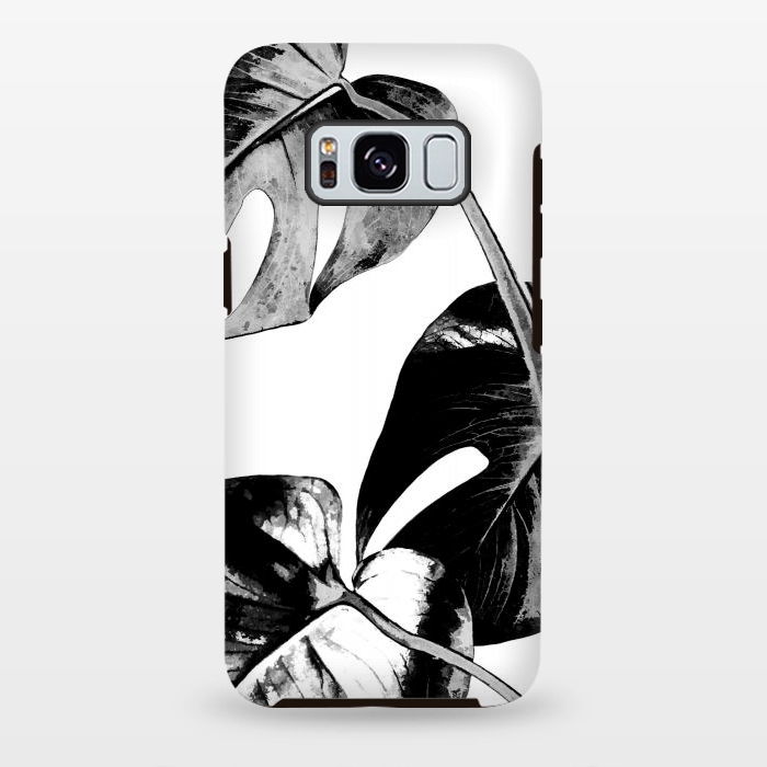 Galaxy S8 plus StrongFit Black Monstera Leaves by Alemi