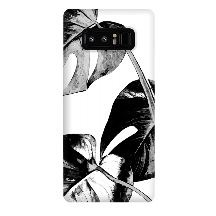 Galaxy Note 8 StrongFit Black Monstera Leaves by Alemi