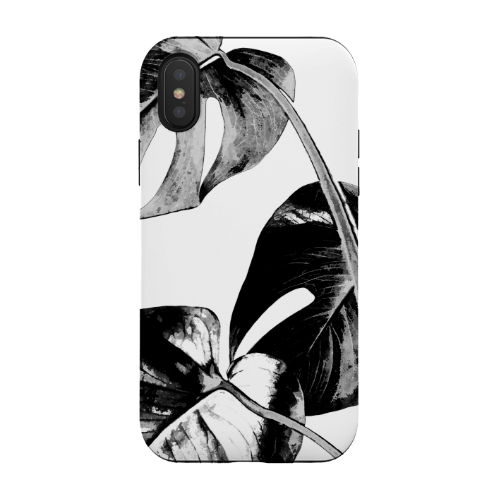 iPhone Xs / X StrongFit Black Monstera Leaves by Alemi