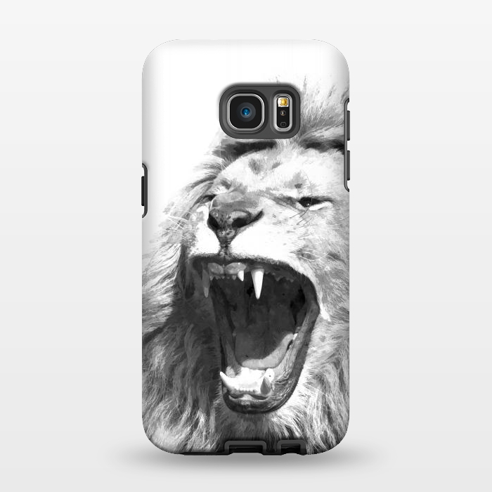 Galaxy S7 EDGE StrongFit Black and White Fierce Lion by Alemi