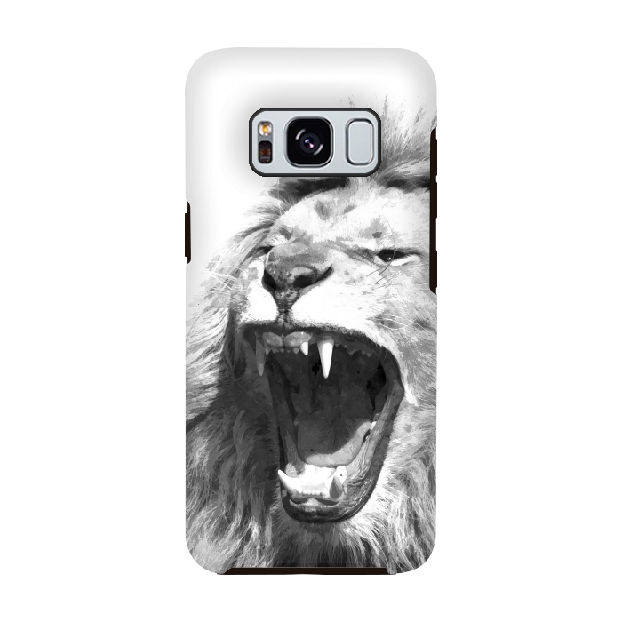 Galaxy S8 StrongFit Black and White Fierce Lion by Alemi