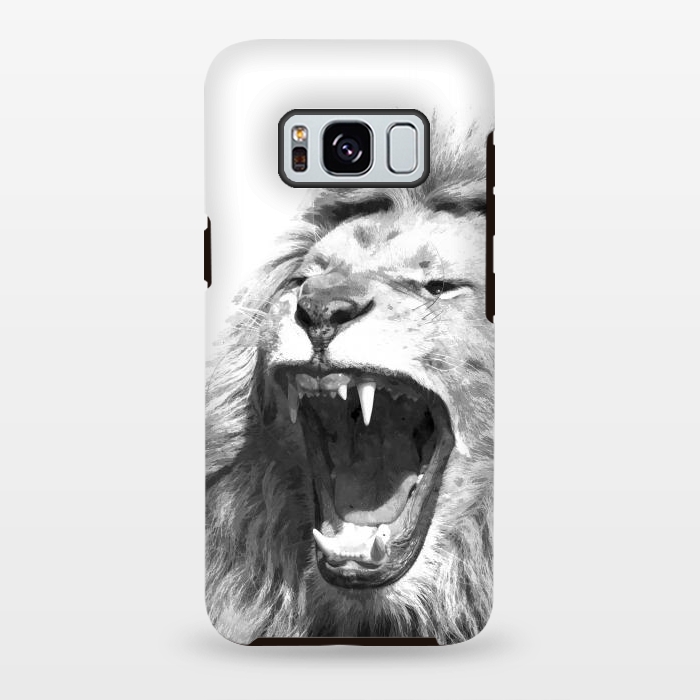Galaxy S8 plus StrongFit Black and White Fierce Lion by Alemi