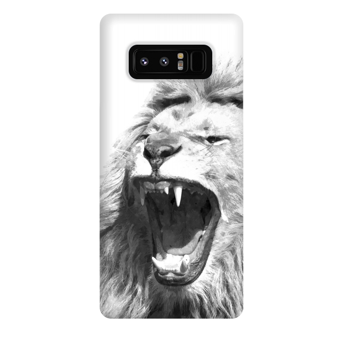 Galaxy Note 8 StrongFit Black and White Fierce Lion by Alemi