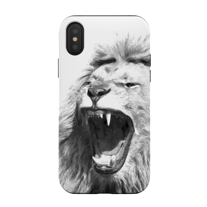 iPhone Xs / X StrongFit Black and White Fierce Lion by Alemi