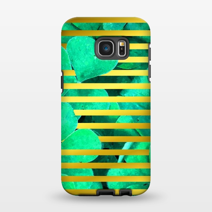 Galaxy S7 EDGE StrongFit Clover and Gold Stripes Geometric Illustration by Alemi