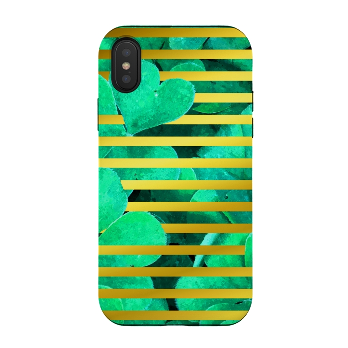 iPhone Xs / X StrongFit Clover and Gold Stripes Geometric Illustration by Alemi