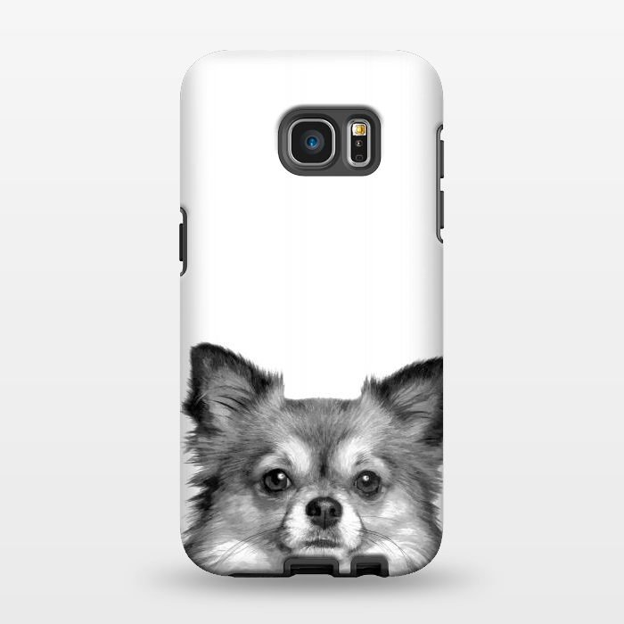 Galaxy S7 EDGE StrongFit Black and White Chihuahua Portrait by Alemi