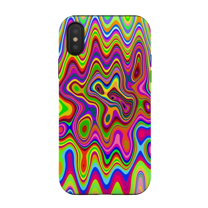 iPhone Xs / X StrongFit Psychedelic Glowing Colors Pattern by BluedarkArt