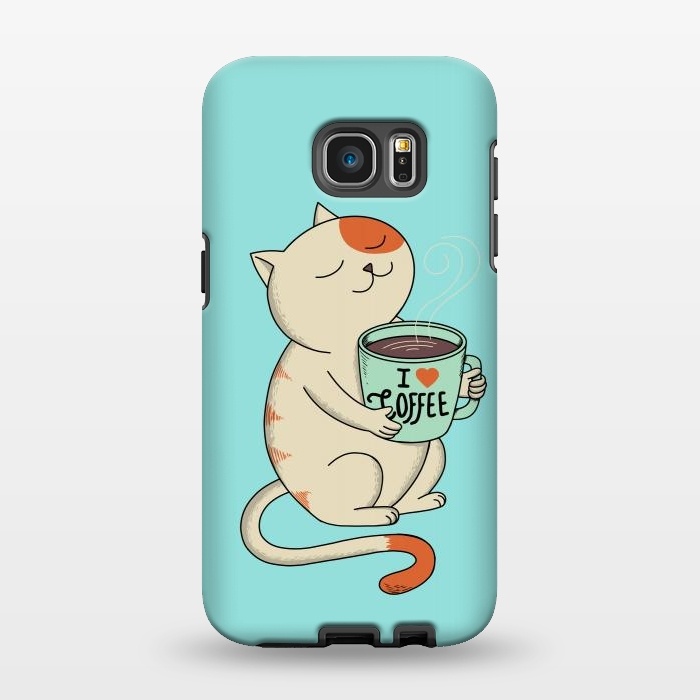 Galaxy S7 EDGE StrongFit Cat and Coffee by Coffee Man