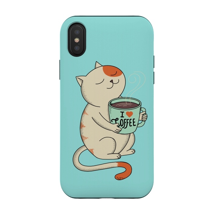 iPhone Xs / X StrongFit Cat and Coffee by Coffee Man