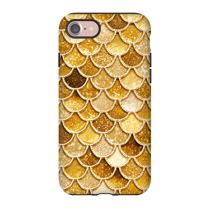 iPhone 7 StrongFit Faux Gold Glitter Mermaid Scales by  Utart