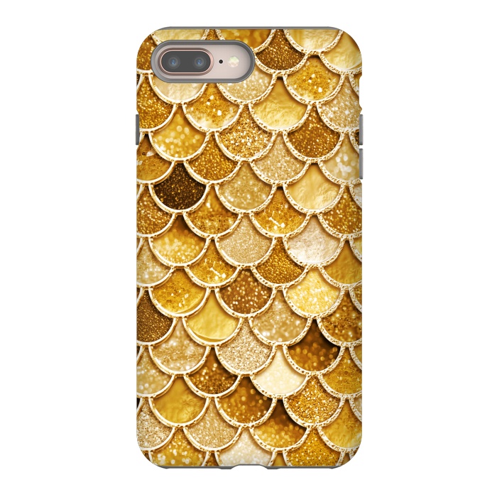 iPhone 7 plus StrongFit Faux Gold Glitter Mermaid Scales by  Utart