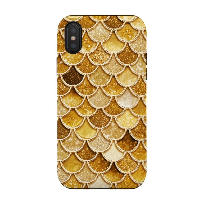 iPhone Xs / X StrongFit Faux Gold Glitter Mermaid Scales by  Utart
