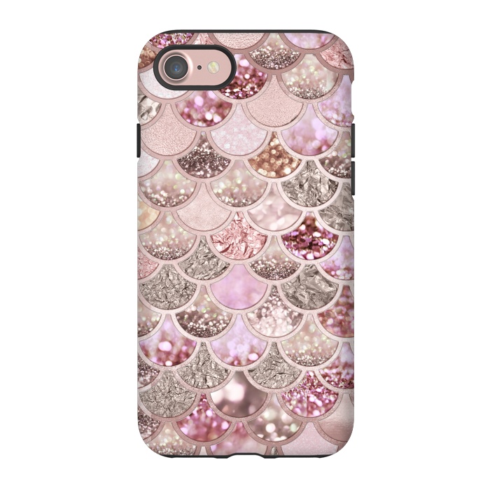 iPhone 7 StrongFit Multicolor Pink & Rose Gold Mermaid Scales by  Utart