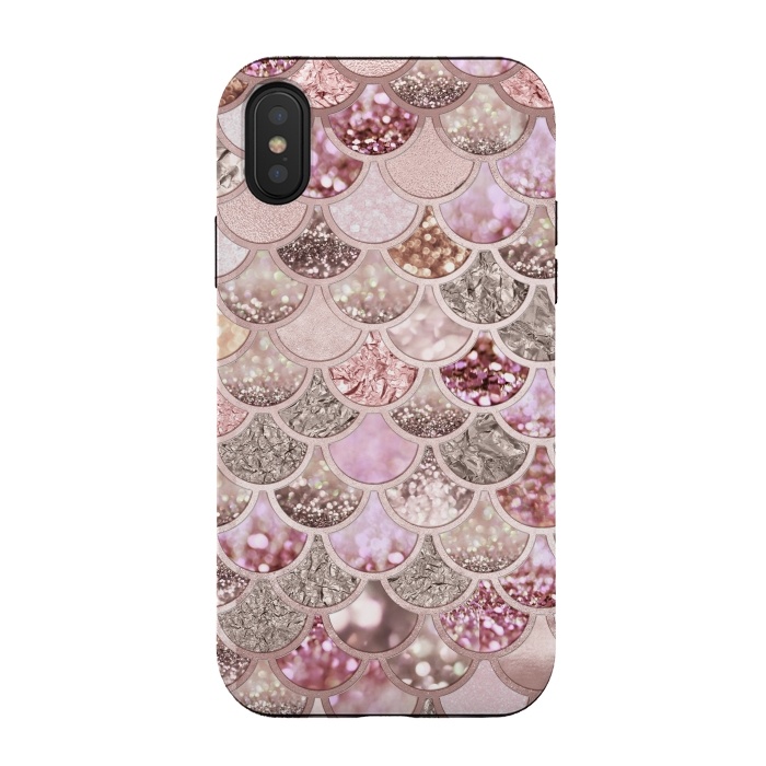 iPhone Xs / X StrongFit Multicolor Pink & Rose Gold Mermaid Scales by  Utart