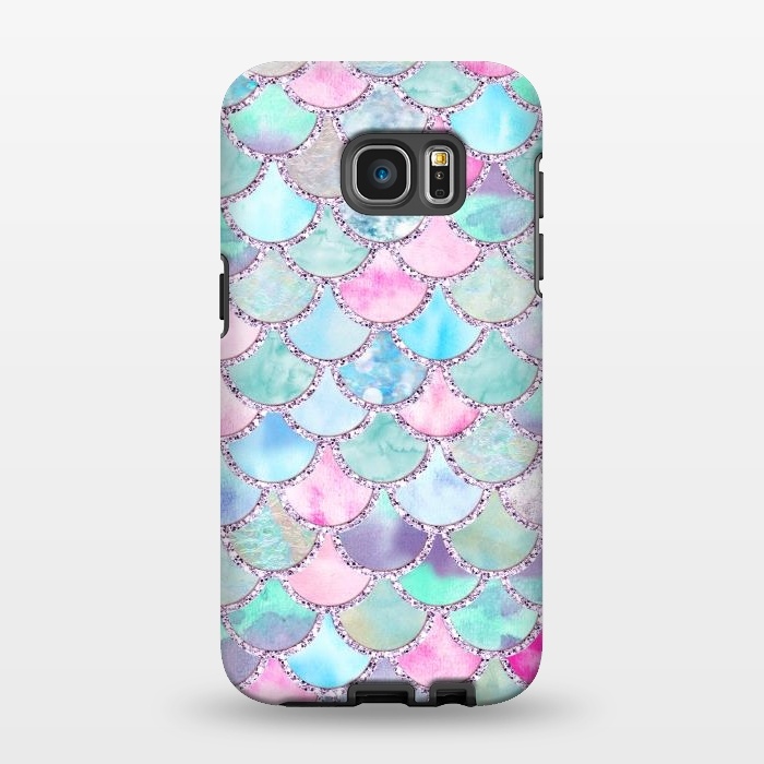 Galaxy S7 EDGE StrongFit Multicolor Pink & Blue Watercolor Mermaid Scales by  Utart