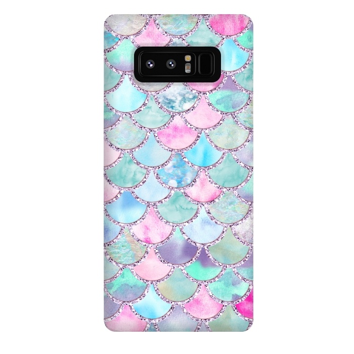 Galaxy Note 8 StrongFit Multicolor Pink & Blue Watercolor Mermaid Scales by  Utart