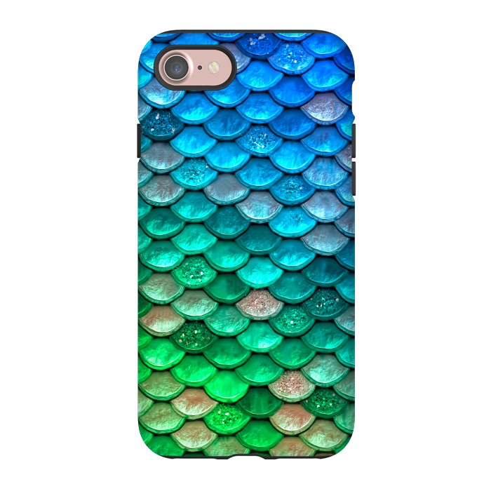 iPhone 7 StrongFit Green & Blue Glitter Mermaid Scales by  Utart