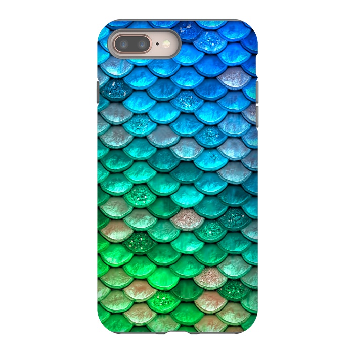 iPhone 7 plus StrongFit Green & Blue Glitter Mermaid Scales by  Utart