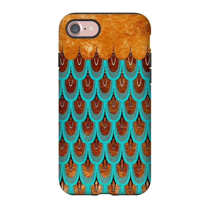 iPhone 7 StrongFit Copper & Teal Gold Mermaid Scales by  Utart