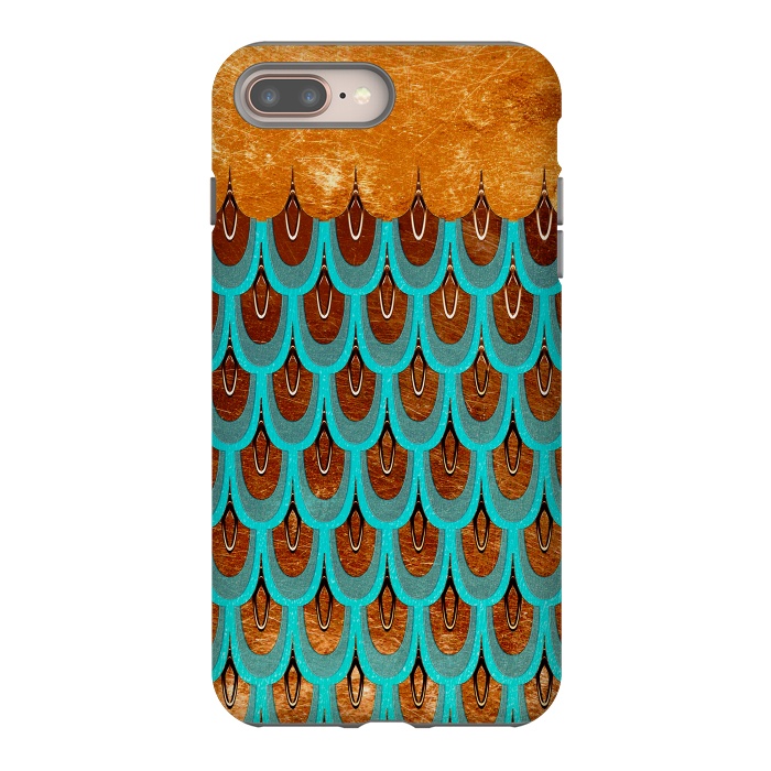 iPhone 7 plus StrongFit Copper & Teal Gold Mermaid Scales by  Utart