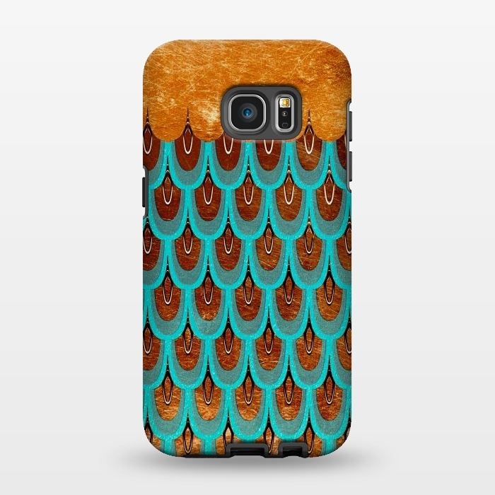 Galaxy S7 EDGE StrongFit Copper & Teal Gold Mermaid Scales by  Utart