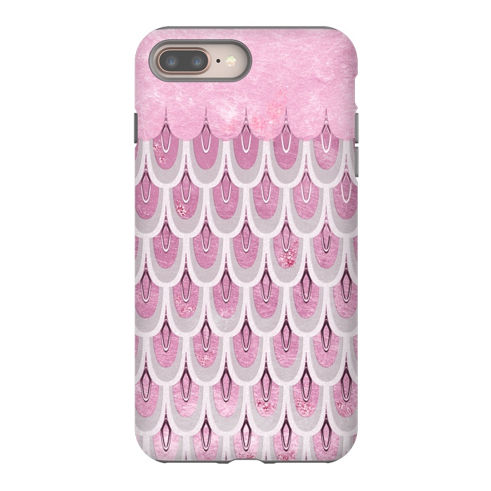 iPhone 7 plus StrongFit Multicolor Pink & Silver Gray Mermaid Scales by  Utart