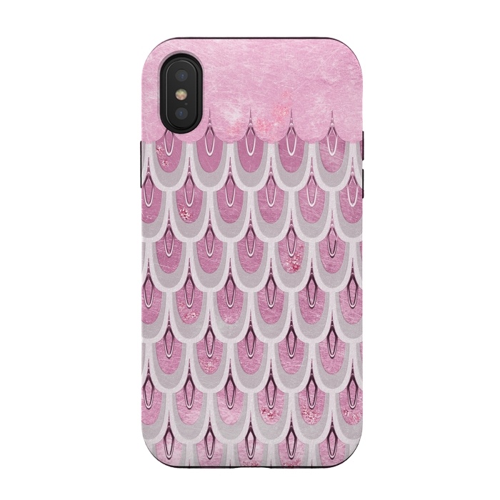 iPhone Xs / X StrongFit Multicolor Pink & Silver Gray Mermaid Scales by  Utart