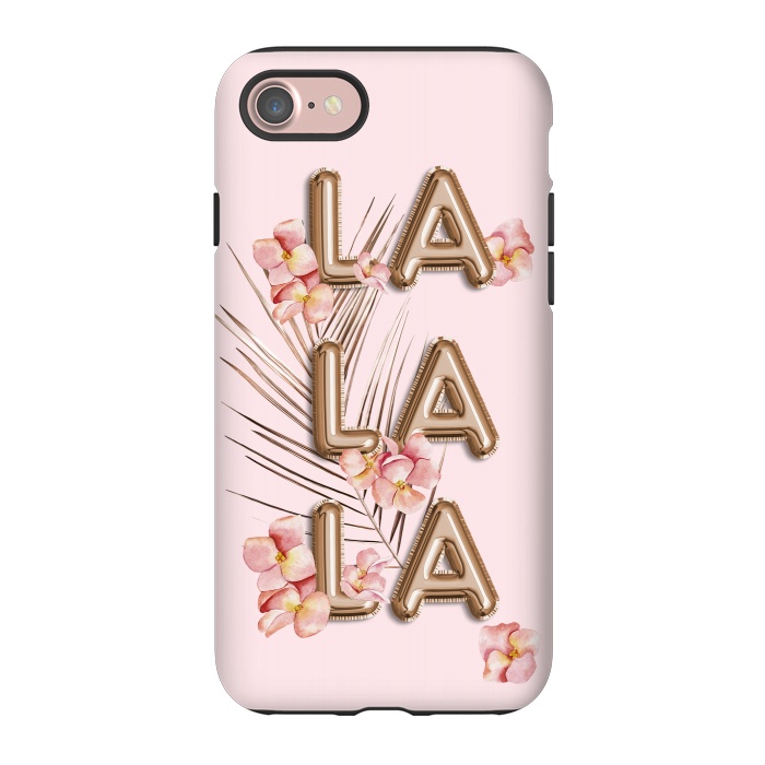 iPhone 7 StrongFit LA LA LA - Fun Shiny Rose Gold Girly Flower Typography  by  Utart