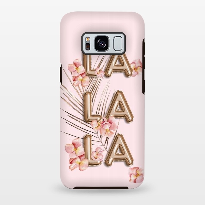 Galaxy S8 plus StrongFit LA LA LA - Fun Shiny Rose Gold Girly Flower Typography  by  Utart