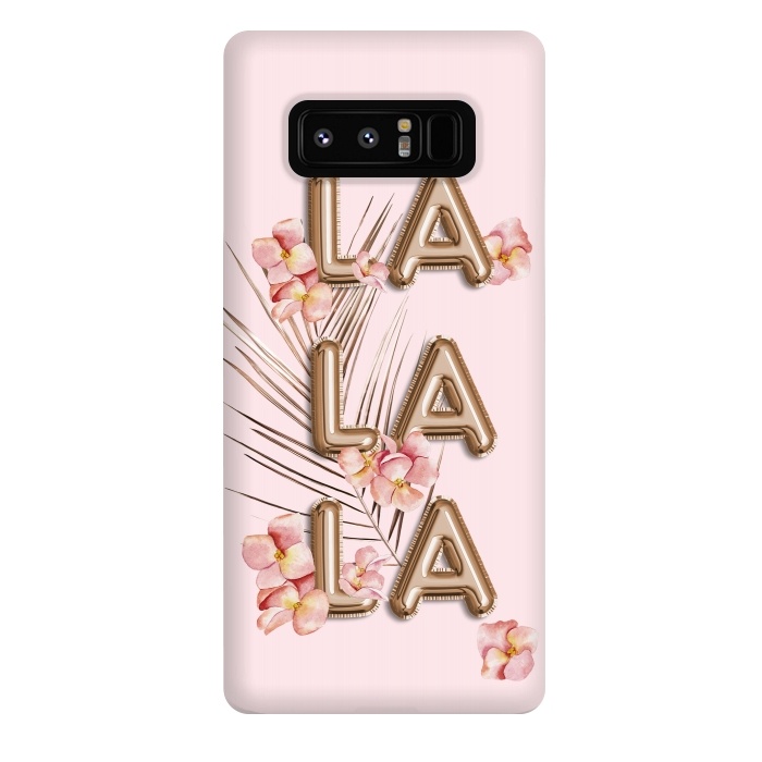 Galaxy Note 8 StrongFit LA LA LA - Fun Shiny Rose Gold Girly Flower Typography  by  Utart