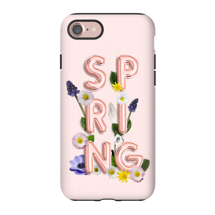 iPhone 7 StrongFit SPRING - Flower Shiny Rose Gold Girly Flower Typography  by  Utart