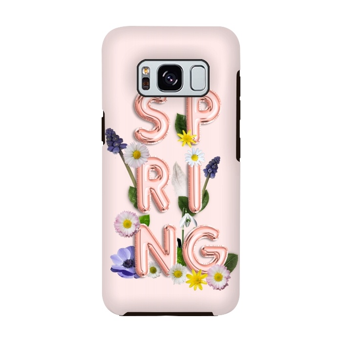 Galaxy S8 StrongFit SPRING - Flower Shiny Rose Gold Girly Flower Typography  by  Utart