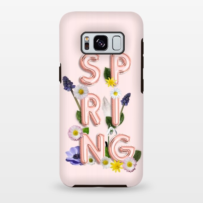 Galaxy S8 plus StrongFit SPRING - Flower Shiny Rose Gold Girly Flower Typography  by  Utart