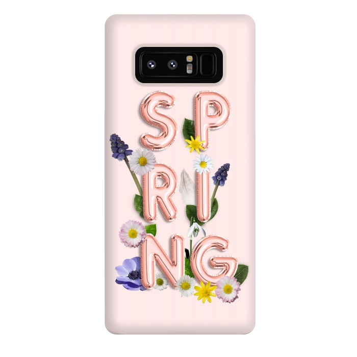 Galaxy Note 8 StrongFit SPRING - Flower Shiny Rose Gold Girly Flower Typography  by  Utart