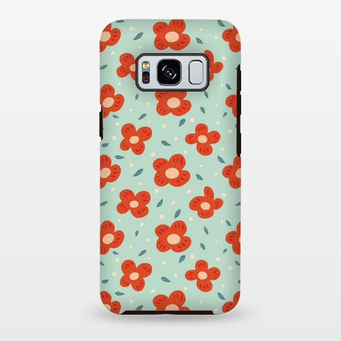 Galaxy S8 plus StrongFit Simple Pretty Orange Flowers Pattern by Boriana Giormova