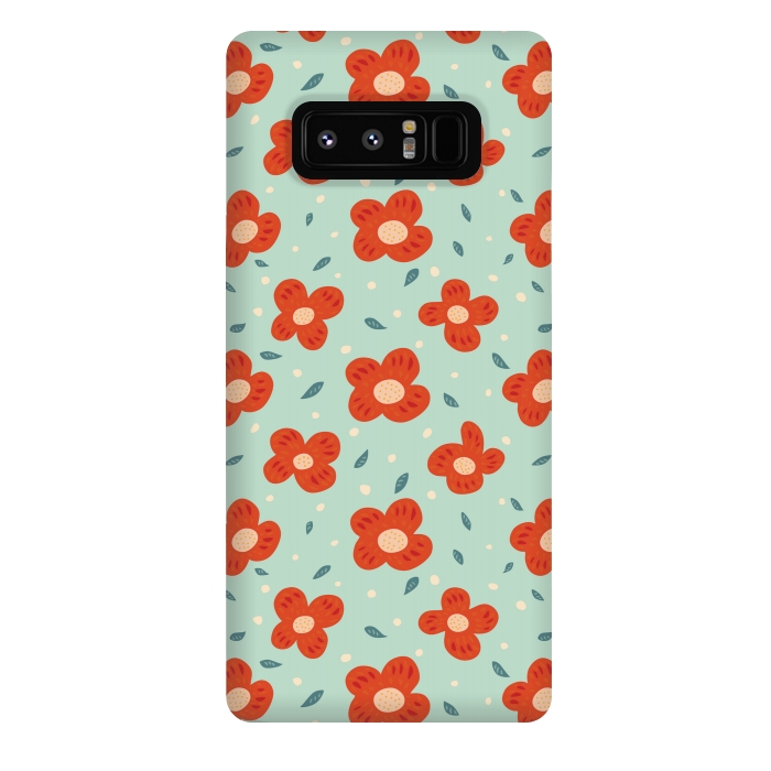 Galaxy Note 8 StrongFit Simple Pretty Orange Flowers Pattern by Boriana Giormova