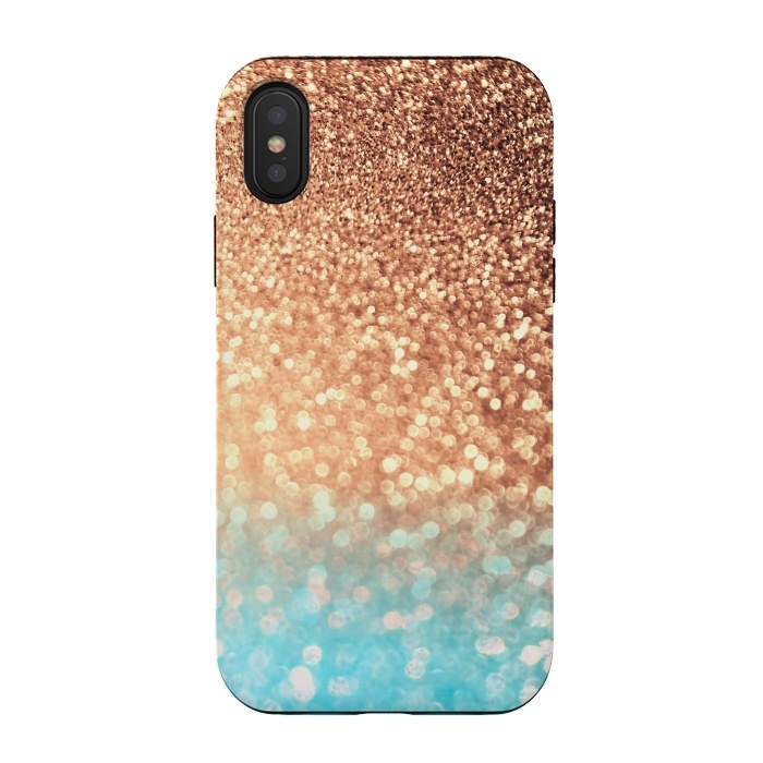 iPhone Xs / X StrongFit Mermaid Blue and Rose Gold Blush Glitter by  Utart