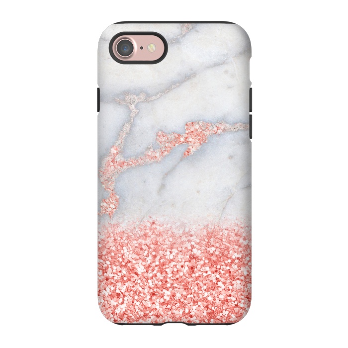 iPhone 7 StrongFit Sparkly Pink Rose Gold Glitter Ombre Bohemian Marble by  Utart
